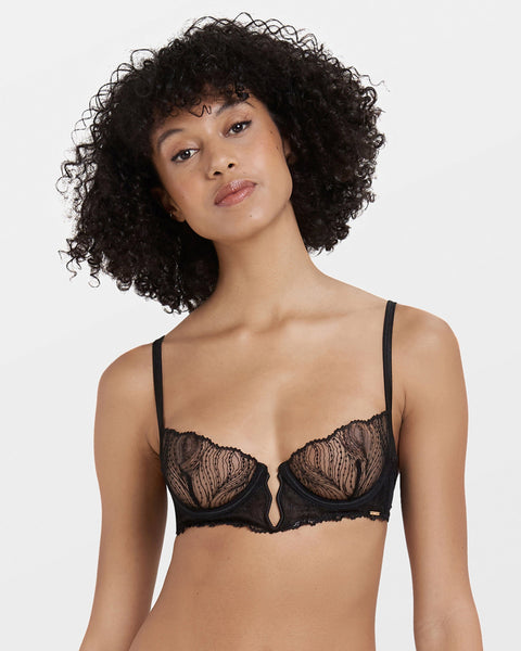Bluebella Maia Floral Embroidered Sheer Bra In Black for Women
