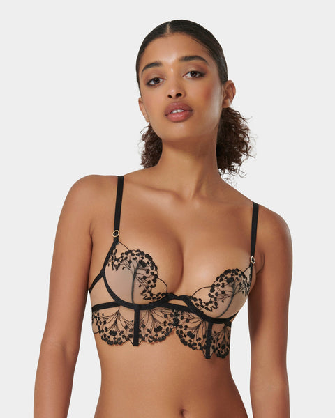 Bluebella sheer embroidered 1/4 cup bra - ShopStyle