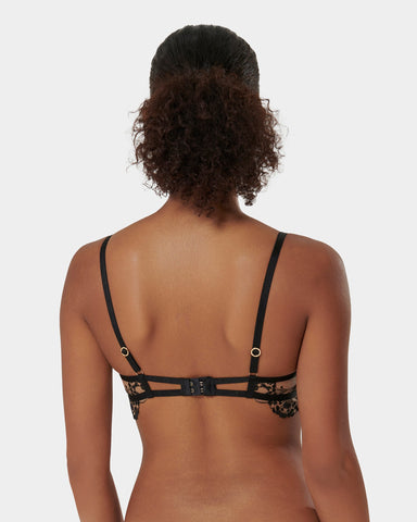 Bluebella Catori sheer stripe mesh bra with U-wire detail in black -  ShopStyle