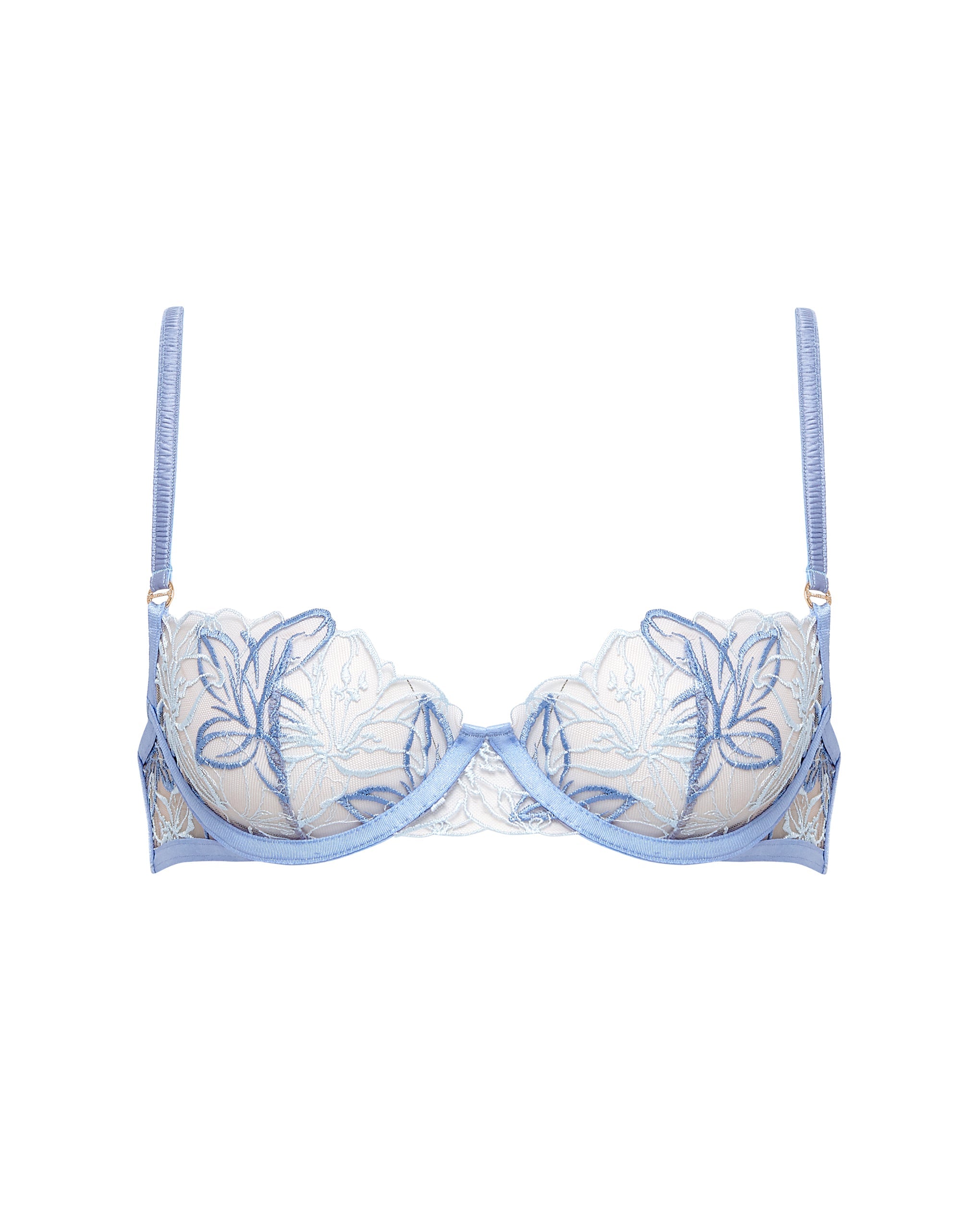 Buy online Blue Lace Detailed Bra And Panty Set from lingerie for