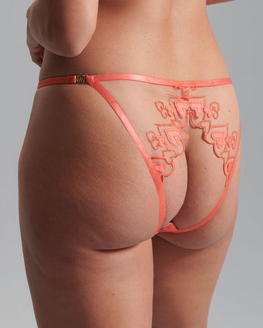 Harlow Open Panty Hot Coral/Sheer